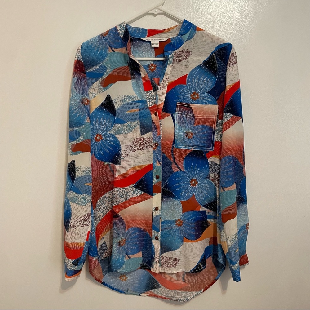 Diane Von Furstenberg Floral Button-Up Blouse